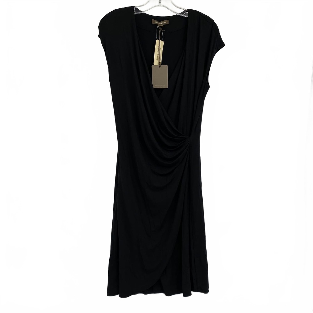 Tommy Bahama Black Side Gather Faux Wrap Mini Dress | Women’s M